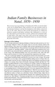 Indian Family Businesses in Natal, 1870 – [removed]