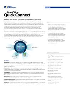 DATASHEET  Identity and Access Synchronization for the Enterprise Organizations today operate at an accelerated pace. Changes to Active Directory, HR/ERP and other identity stores are constant due to new hires, promotion