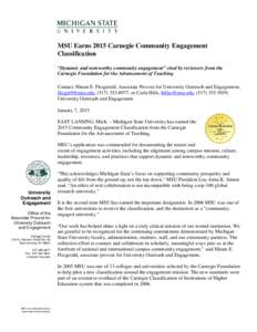 MSU Earns 2015 Carnegie Community Engagement Classification