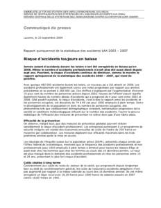 SAMMELSTELLE FÜR DIE STATISTIK DER UNFALLVERSICHERUNG UVG (SSUV) SERVICE DE CENTRALISATION DES STATISTIQUES DE L’ASSURANCE-ACCIDENTS LAA (SSAA) SERVIZIO CENTRALE DELLE STATISTICHE DELL’ASSICURAZIONE CONTRO GLI INFOR