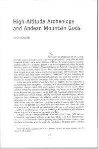 High-Altitude Archeology and Andean Mountain Gods JOHANREINHARD