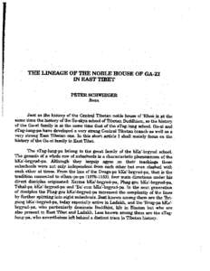 The Lineage of the Nobel House of Ga-Zi in East Tibet