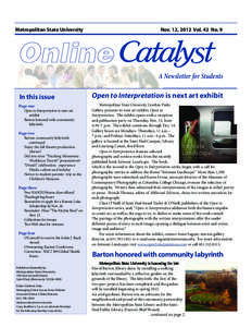 Nov. 12, 2012 Vol. 42 No. 9  Metropolitan State University Online A Newsletter for Students