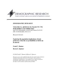 DEMOGRAPHIC RESEARCH VOLUME 31, ARTICLE 25, PAGES 757−778 PUBLISHED 2 OCTOBER 2014 http://www.demographic-research.org/Volumes/Vol31/25/ DOI: [removed]DemRes[removed]