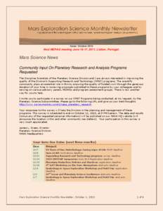 Astrobiology / Planetary science / Space science / Lunar and Planetary Science Conference / Mars Exploration Program / Exploration of Mars / Mars / Space exploration / Lunar and Planetary Institute / Spaceflight / Space / Mars exploration