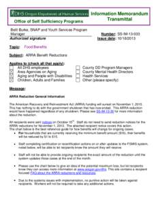 Office of Self Sufficiency Programs Belit Burke, SNAP and Youth Services Program Manager Authorized signature Topic: