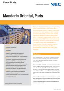 Electronics / NEC / Mandarin Oriental /  Paris / Mandarin Oriental /  Las Vegas / Digital Enhanced Cordless Telecommunications / Mandarin Oriental Hotel Group / Technology / Hospitality industry