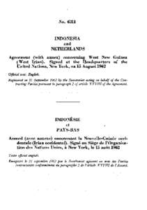 No[removed]INDONESIA and NETHERLANDS Agreement (with annex) concerning West New Guinea