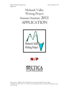 Mohawk Valley Writing Project Application Summer Institute[removed]Mohawk Valley