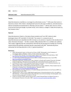 Rationale for Reporting List of Chemicals of High Concern to Children Prepared by the Washington State Department of Health for the Children’s Safe Product Act – [removed]CAS[removed]