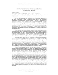 Introductory Note - Anthony Aust, British Diplomatic Service[removed]), retiring as Deputy Legal Adviser, and Legal Adviser (Counsellor) to the United Kingdom Mission to the United Nations in New York, [removed]Engl