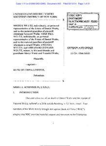 Case 1:11-cv[removed]SAS-GWG Document 443  Filed[removed]Page 1 of 31 UNITED STATES DISTRICT COURT SOUTHERN DISTRICT OF NEW YORK