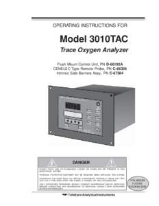 Oxygen Analyzer  OPERATING INSTRUCTIONS FOR Model 3010TAC Trace Oxygen Analyzer