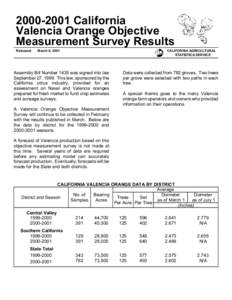 [removed]California Valencia Orange Objective Measurement Survey Results Released:  March 8, 2001