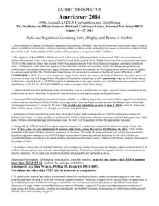 EXHIBIT PROSPECTUS  Americover 2014 59th Annual AFDCS Convention and Exhibition The Doubletree by Hilton, Somerset Hotel and Conference Center, Somerset New JerseyAugust 15 – 17, 2014