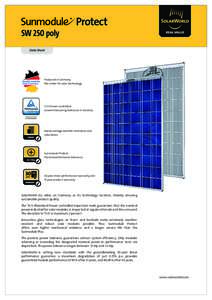 SW 250 poly Data Sheet Produced in Germany, the center for solar technology