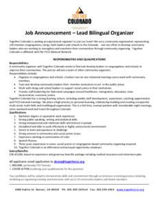 Microsoft Word[removed]Lead Bi-lingual Organizer Job Announcement