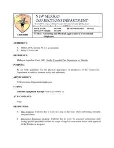 Courage Responsibility Ethics Dedication - CREDibly serving the public safety of New Mexico  ISSUE DATE: EFFECTIVE DATE:  CD[removed]