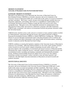 Microsoft Word - UMCES Mission Statement 2010 revised _2_.doc