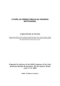 O PAPEL DA OPINIÃO PÚBLICA NA VIOLÊNCIA INSTITUCIONAL