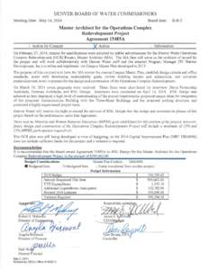 Board agenda item (May 14, 2014): Master architect for the Operations Complex Redevelopment Project