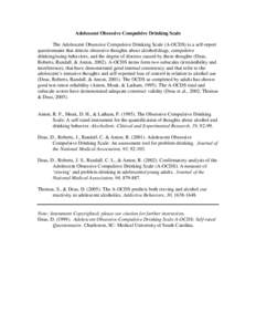 Human behavior / Alcoholism / Drinking culture / Drug addiction / Deas / Clinical psychology / Adolescence / Obsessive–compulsive disorder / Compulsive behavior / Psychiatry / Alcohol abuse / Abnormal psychology