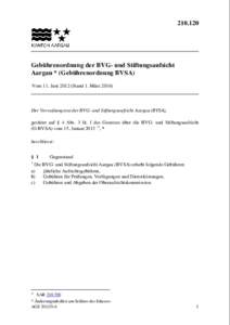 Gebührenordnung der BVG- und Stiftungsaufsicht Aargau (Gebührenordnung BVSA)