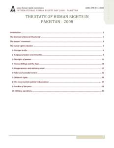       THE STATE OF HUMAN RIGHTS IN  PAKISTAN ‐ 2008 