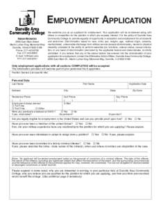 Employment Application Human Resources 2000 East Main Street Martin Luther King Memorial Way Danville, Illinois[removed]