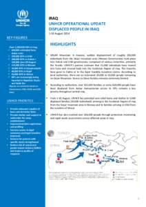 IRAQ UNHCR OPERATIONAL UPDATE DISPLACED PEOPLE IN IRAQ 1-10 AugustKEY FIGURES