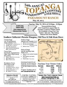 Avoid Long Ticket Lines Get Reduced-Price Advance-Sale Tickets  Sunday, May 18, 2014 ♫ 9:00am - 6:00pm