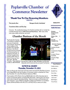 Poplarville Chamber of Commerce Newsletter Thank You To Our Renewing Members: October[removed]The Jewelry Box