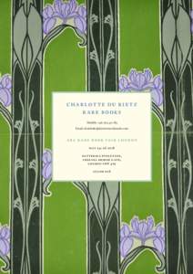 Charlotte du rietz r are Books Mobile: +Email:   A B A RARE B OOK FAIR LO N DO N