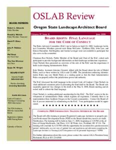 OSLAB Review BOARD MEMBERS Oregon State Landscape Architect Board  Robert L. Edwards