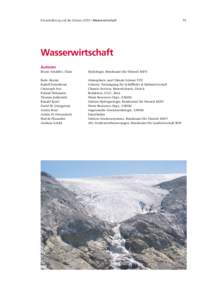 Klimaänderung und die Schweiz 2050 | Wasserwirtschaft  Wasserwirtschaft Autoren Bruno Schädler, Chair