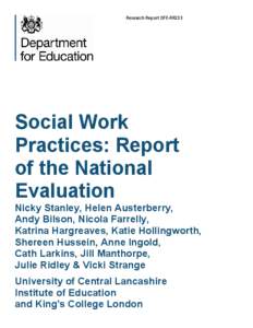 Research Report DFE-RR233  Social Work Practices: Report of the National Evaluation