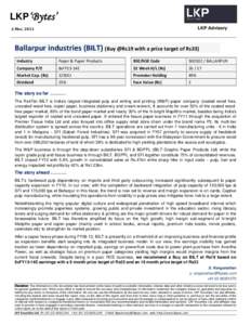 Ballarpur Industries Limited / Visual arts / Wood / Packaging materials / Pulp / Ballarpur / Book / LKP Securities / Printing / Papermaking / Paper