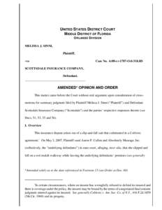 UNITED STATES DISTRICT COURT MIDDLE DISTRICT OF FLORIDA O RLANDO D IVISION MELISSA J. SINNI, Plaintiff, -vs-
