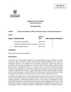 GFC[removed]November 14, 2013 GENERAL FACULTIES COUNCIL Summary Document
