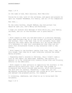 SOCOM[removed]HT  Page 1 of 4 In the name of God, Most Gracious, Most Merciful Praise be to God, Lord of the universe, and peace and prayers be upon our Prophet Muhammad, his family, and all of his companions