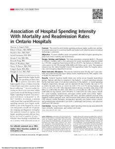 ORIGINAL CONTRIBUTION  Scan for Author Video Interview  Association of Hospital Spending Intensity