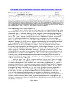 Southern Campaign American Revolution Pension Statements & Rosters Pension application of Joseph Mason Transcribed by Will Graves f36VA[removed]