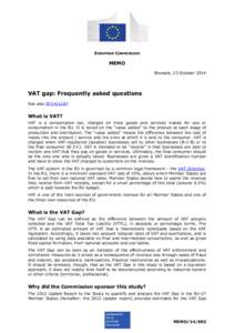 EUROPEAN COMMISSION  MEMO Brussels, 23 October[removed]VAT gap: Frequently asked questions