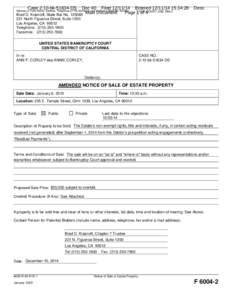 Microsoft Word - IN RE CORLEY - AMENDED Notice of Sale of Estate Property.doc