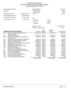 STATE OF MICHIGAN[removed]State Aid Financial Status Report Payment Dated: [removed]District: 34000 ISD: 34  LEA Membership