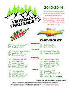 Okemo Mountain / Jay Peak / Sunapee / Ragged Mountain / Mountain Dew Vertical Challenge / Vermont / Geography of the United States / Mount Sunapee