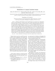 J. N. Am. Benthol. Soc., 2005, 24(4):769–783 q 2005 by The North American Benthological Society Metabolism of a tropical rainforest stream JORGE R. ORTIZ-ZAYAS1, WILLIAM M. LEWIS, JR.2, JAMES F. SAUNDERS, III3, JAMES H