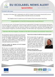 EU ECOLABEL NEWS ALERT Special Edition Issue n◦ 84, March[removed]In brief in this issue:
