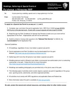 National Park Service U.S. Department of the Interior Weddings, Gatherings & Special Events at  Pu‘uhonua o Hōnaunau National