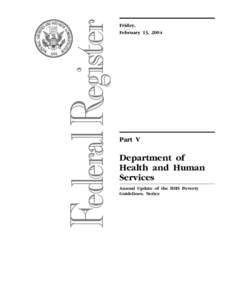 Federal Register - Part V: Department of Health and Human Services